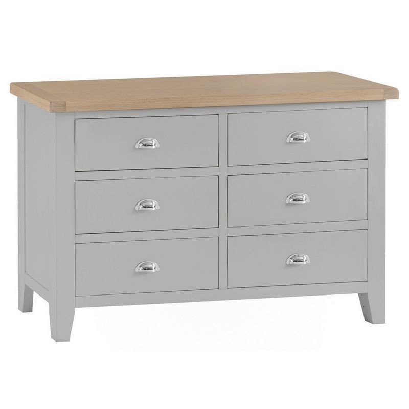 Lighthouse Grey & Oak Chest Of 6 Drawers